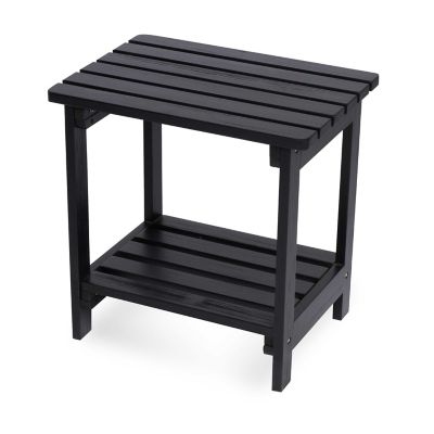 Shine Company Portland Outdoor Patio Rectangular 2-Tiered Wood Adirondack Side Table