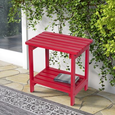 Image showing  Portland Outdoor Patio Rectangular 2-Tiered Wood Adirondack Side Table