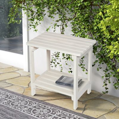 Image showing  Portland Outdoor Patio Rectangular 2-Tiered Wood Adirondack Side Table