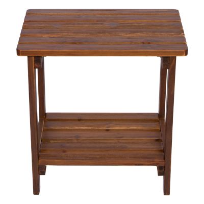 Image showing  Portland Outdoor Patio Rectangular 2-Tiered Wood Adirondack Side Table