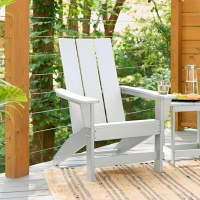 Image showing 1 th Shine Company Fairfield Modern Slatted All-Weather Poly Resin Lumber Adirondack Chair