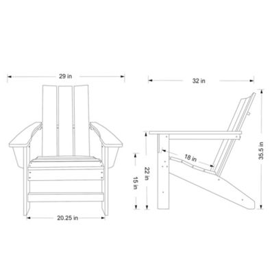 Image showing 2 th Shine Company Fairfield Modern Slatted All-Weather Poly Resin Lumber Adirondack Chair