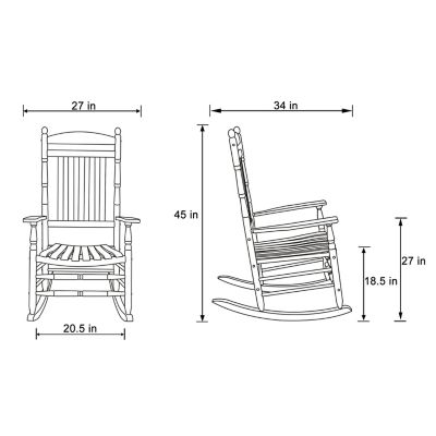 Image showing 3 th Shine Company Heritage Outdoor Patio Wood Rocking Chair, 2 pk.
