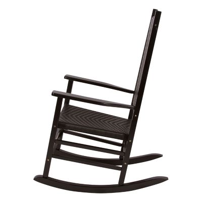 Image showing  Cannon Solid Wood Rocking Chair with Weather-Resistant Woven Wicker Back