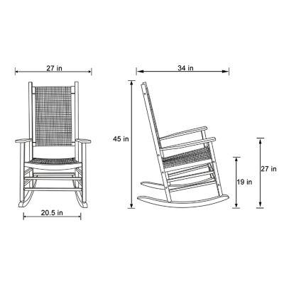 Image showing 2 th Shine Company Cannon Solid Wood Rocking Chair with Weather, Resistant Woven Wicker Back