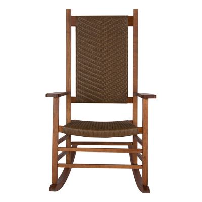 Image showing  Cannon Solid Wood Rocking Chair with Weather, Resistant Woven Wicker Back, 2 pk.