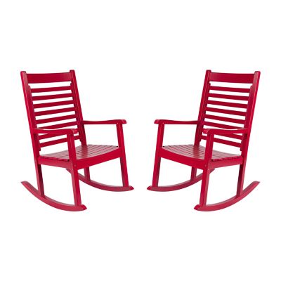 Shine Company Luxor Spacious Porch Rocker Solid Wood Outdoor Rocking Chair (Set of 2)