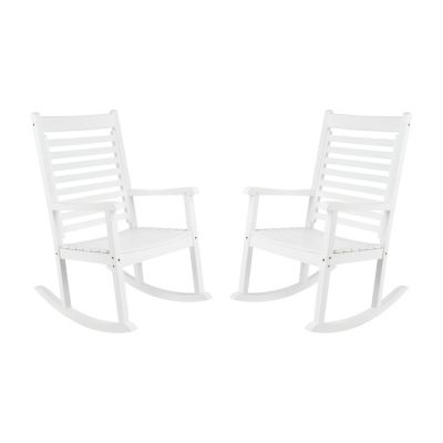 Shine Company Luxor Spacious Porch Rocker Solid Wood Outdoor Rocking Chair (Set of 2)