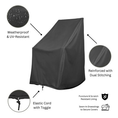 Image showing  Heavy-Duty Black Weatherproof Patio Rocking Chair Covers, 45.25 H x 34.25 D x 27.25in. W (Set of 2), 4360-2BX