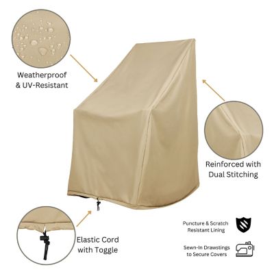 Image showing  Heavy-Duty Khaki Weatherproof Patio Rocking Chair Covers, 45.25 H x 34.25 D x 27.25in. W, 2 pk. , 4363-2BX