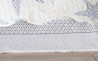 Image showing  White Eyelet Lace Bed Skirt