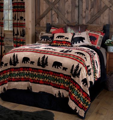 Image showing  Bear Trail With Black Sherpa Bedding Set