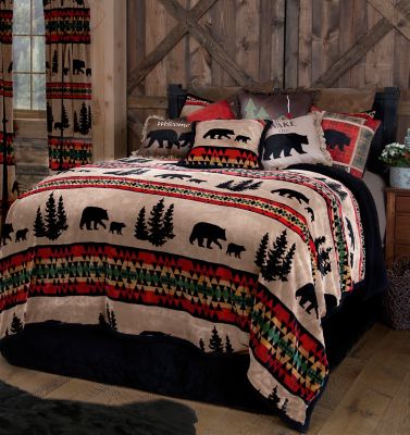 CARSTENS Bear Trail With Black Sherpa Bedding Set