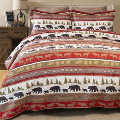 Image showing  Cabin and Lodge Stripe Quilt Set