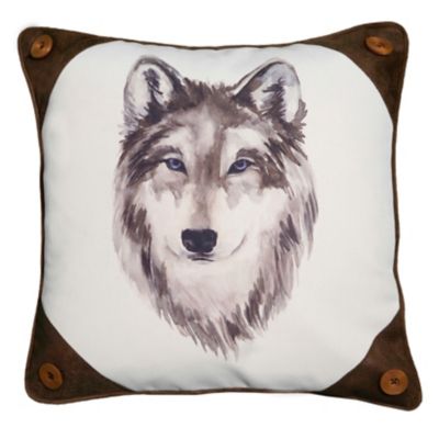 CARSTENS Watercolor Wolf Face Pillow 18 x 18