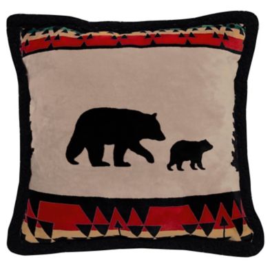 CARSTENS Bear Trail With Black Sherpa Pillow