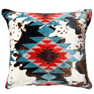 Wrangler Southwest Cowhide Plush Sherpa Pillow