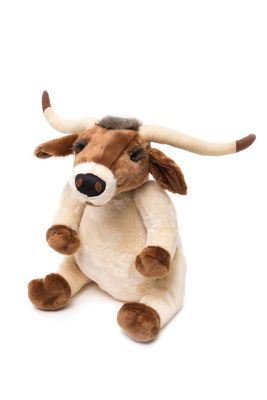 CARSTENS Large Longhorn Cow Sitting Plush Stuffed Animal 15 in.