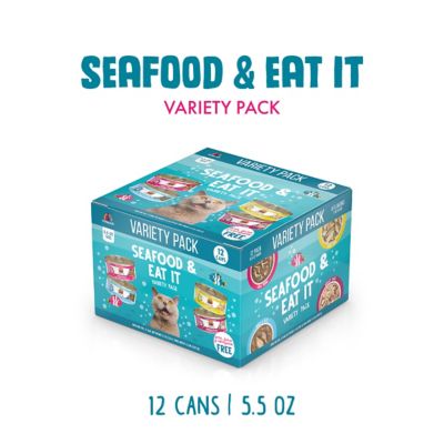 Image showing  Classic Cat Food, Seafood and Eat It! Variety pk., 5.5 oz. Can, 12 pk.