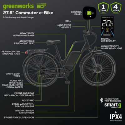 Image showing  27.5 in. E Bike Commuter, Skinny Tire, 1 5Ah battery & 6A Charger