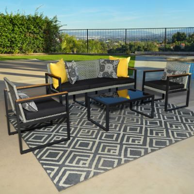 Kinger Home 4 pc. Outdoor Patio Furniture Set for 5 with Cushions