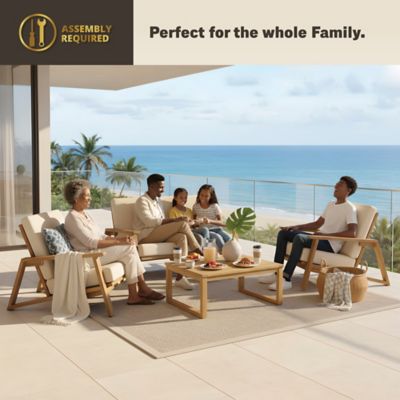 Image showing  4 pc. Deep Seating Teak Wood Outdoor Patio Conversation Set With Cushions