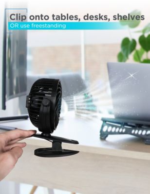 Image showing  4 in. Convertible Cooling Fan, Clip Fan and Standing Fan with 3 Speed Settings, 2 Pack