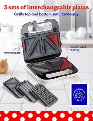 Image showing  3 in 1 Indoor Grill, Sandwich, Panini Press & Waffle Maker Plus