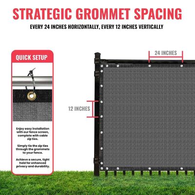 Image showing 7 th SEALTECH Ultra Heavy Duty Privacy Fence Screen Non-Recycled Shade Net with Bindings & Rustproof Grommets, ST-201-4X10