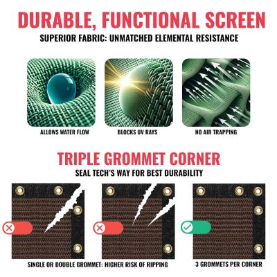 Image showing 4 th SEALTECH Ultra Heavy Duty Privacy Fence Screen Non-Recycled Shade Net with Bindings & Rustproof Grommets, ST-202-4X10