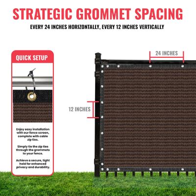 Image showing 7 th SEALTECH Ultra Heavy Duty Privacy Fence Screen Non-Recycled Shade Net with Bindings & Rustproof Grommets, ST-202-4X10