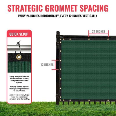 Image showing 7 th SEALTECH Ultra Heavy Duty Privacy Fence Screen Non-Recycled Shade Net with Bindings & Rustproof Grommets, ST-203-6X50
