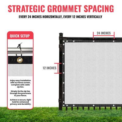Image showing 7 th SEALTECH Ultra Heavy Duty Privacy Fence Screen Non-Recycled Shade Net with Bindings & Rustproof Grommets, ST-204-6X100