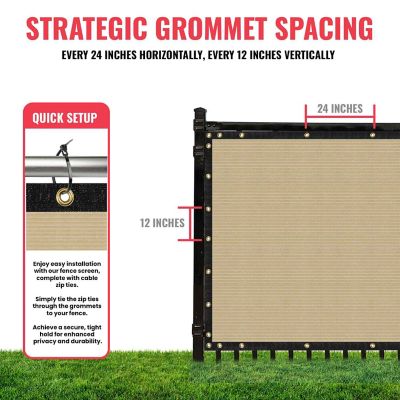 Image showing  Ultra Heavy Duty Privacy Fence Screen Non-Recycled Shade Net with Bindings & Rustproof Grommets, ST-205-6X40