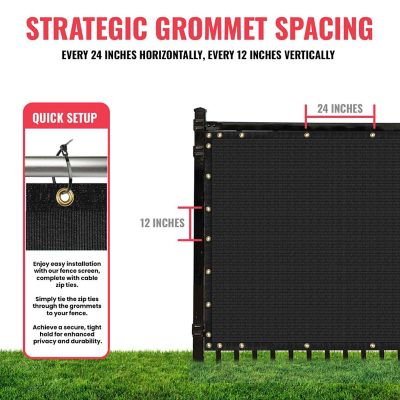 Image showing 7 th SEALTECH Ultra Heavy Duty Privacy Fence Screen Non-Recycled Shade Net with Bindings & Rustproof Grommets, ST-206-4X100