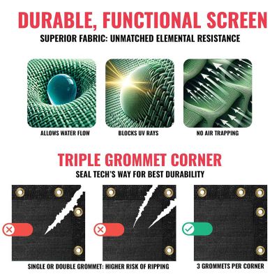 Image showing 4 th SEALTECH Ultra Heavy Duty Privacy Fence Screen Non-Recycled Shade Net with Bindings & Rustproof Grommets, ST-206-5X50