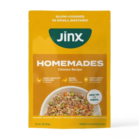 Jinx Homemades Chicken Recipe Natural Wet Dog Food Whole Grain 9 oz Poached Wet Dog Food