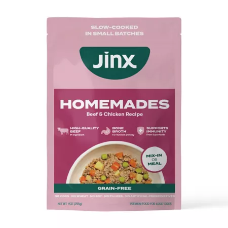 Jinx Homemades Beef and Chicken Recipe Natural Wet Dog Food Grain Free 9 oz Poached Wet Dog Food