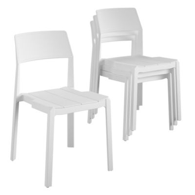 Novogratz Poolside Collection, Chandler Stacking Dining Chairs, Indoor & Outdoor, 4 pk., White