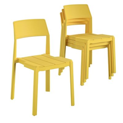 Novogratz Poolside Collection, Chandler Stacking Dining Chairs, Indoor & Outdoor, 4 pk., Bright Yellow