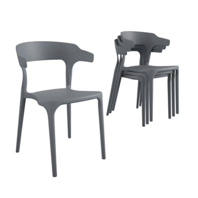 Novogratz Poolside Collection, Felix Stacking Dining Chairs, Indoor & Outdoor, 4 pk., Charcoal