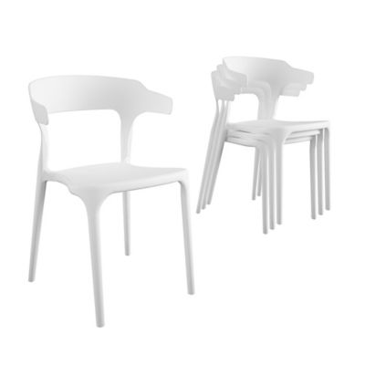 Novogratz Poolside Collection, Felix Stacking Dining Chairs, Indoor & Outdoor, 4 pk., White