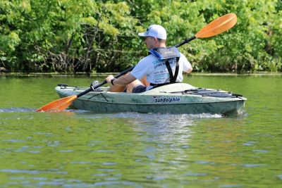 Image showing 8 th Sun Dolphin Journey 10 SS, Sit-on Fishing Kayak with Paddle, Grass