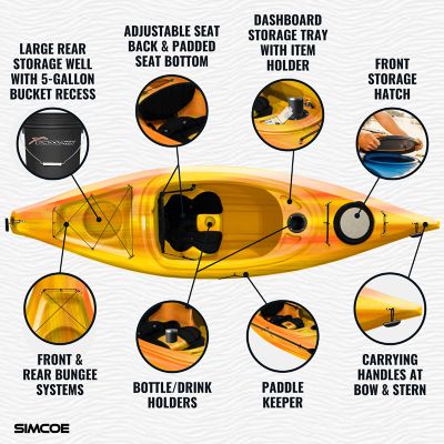 Image showing  Simcoe 10.4, Sit-in Recreational Kayak with Paddle, Tequila Sunrise