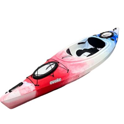 Evoke Trophy 126, Sit-in Fishing Kayak with Paddle, Red White Blue