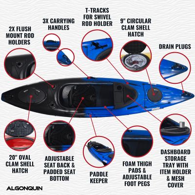 Image showing 5 th Evoke Algonquin 120, Sit-in Fishing Kayak with Paddle, Black and Blue