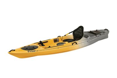 Evoke Navigator 120, Sit-on Fishing Kayak with Paddle, Yellow Gray White