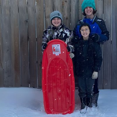 Image showing 6 th Sun Dolphin Snow Sled 3-Pack, Red, Blue, and Green, 48 in.