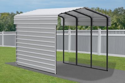 Image showing  9 x 15 ft. Eggshell One Sided Steel Carport Enclosure