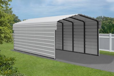 Image showing  10 x 24 x 7 ft. Eggshell Carport with 2 Sided Enclosure